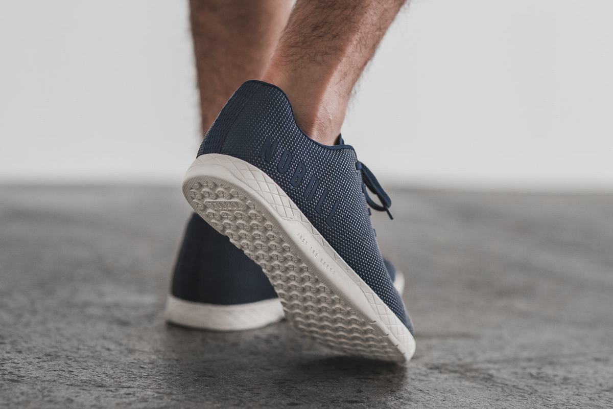 Nobull Superfabric Men's Trainers Navy White | Australia (EH3051)